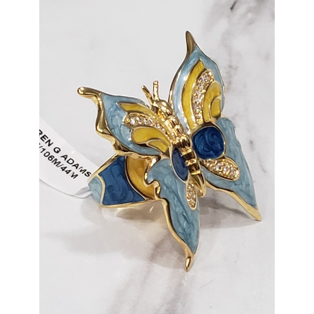 NEW RARE Lauren G Adams Butterfly Ring Statement OVersized Cocktail Blue Pave
